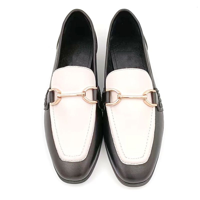 Κυρίες Casual Loafer παπούτσια με ελαστική εξωτερική σόλα Μαύρο λευκό χρώμα